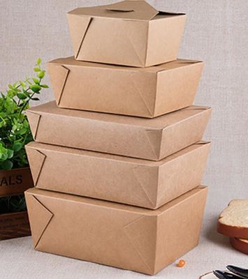 กล่องอาหารกลางวันพาสต้า Takeaway Kraft Paper เป็นมิตรกับสิ่งแวดล้อม 2000 มล