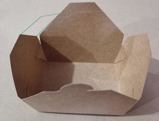 กล่องอาหารกลางวันกระดาษคราฟท์แบบใช้แล้วทิ้ง 1600 มล. กล่องอาหารกลางวันสลัดสี่เหลี่ยมเป็นมิตรกับสิ่งแวดล้อม