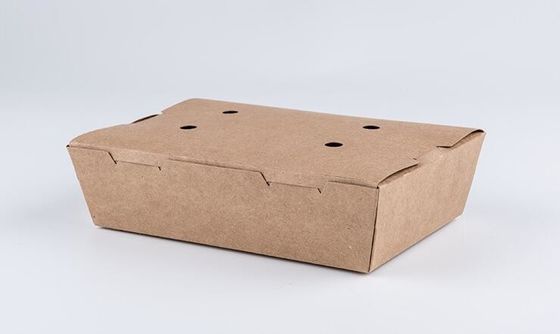 กล่องอาหารกระดาษคราฟท์แบบใช้แล้วทิ้งสี่เหลี่ยม， กล่องไก่ป๊อปคอร์น 1450 มล. x