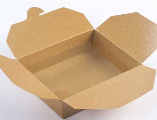 กล่องอาหารกลางวันสลัดเบนโตะ 18PE กล่องบรรจุภัณฑ์กระดาษคราฟท์แบบใช้ครั้งเดียว