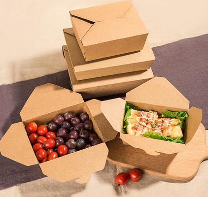 อาหารเกรดทิ้ง PE เคลือบบรรจุภัณฑ์กล่องอาหารกลางวันกระดาษแข็ง