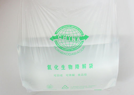 EN13432 18x58cm ถุงช้อปปิ้งเสื้อยืดพลาสติกที่ย่อยสลายได้ทางชีวภาพทนทาน