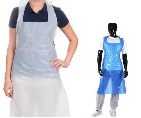 ห้องครัวร้านอาหารผ้ากันเปื้อนที่ย่อยสลายได้ทางชีวภาพผ้ากันเปื้อนพลาสติก PE CPE สีน้ำเงิน
