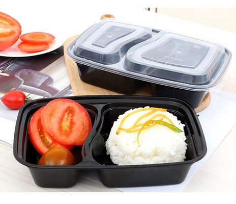 10ml America Style 100% Pp กล่องอาหารกลางวัน Double Compartment สีดำ