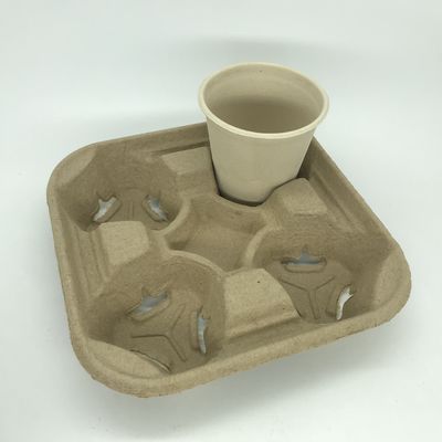 ถาดรองแก้วกาแฟอย่างดี เยื่อกระดาษย่อยสลายได้ 2 และ 4 ถาดใส่ถ้วยกระดาษสำหรับจัดส่ง
