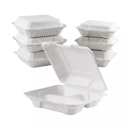 Take Away ทิ้งกระดาษคราฟท์พลาสติก 3 ช่องกล่องอาหารกลางวันปรับแต่ง