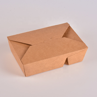 กระดาษคราฟท์ 2 กล่องอาหารกลางวัน 3 ช่อง Take Away ภาชนะบรรจุอาหารทิ้ง