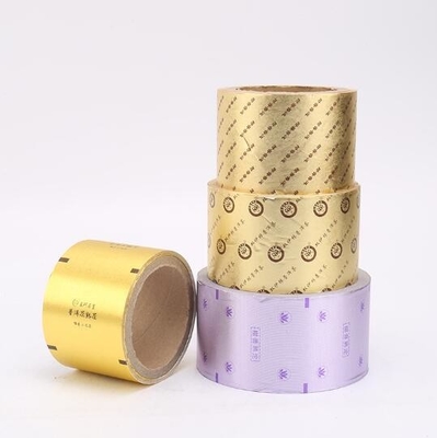 โฟลยอลูมิเนียมทองและสีที่พิมพ์ตามความต้องการ สําหรับกระเป๋าขนมหวาน หรือกระเป๋าช็อกโกแลตในแผ่น / บนม้วน