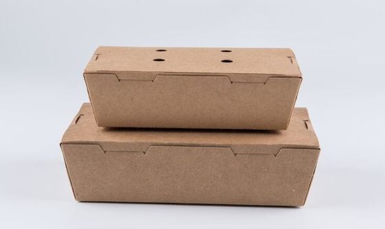 กล่องอาหารกระดาษคราฟท์แบบใช้แล้วทิ้งสี่เหลี่ยม， กล่องไก่ป๊อปคอร์น 1450 มล. x
